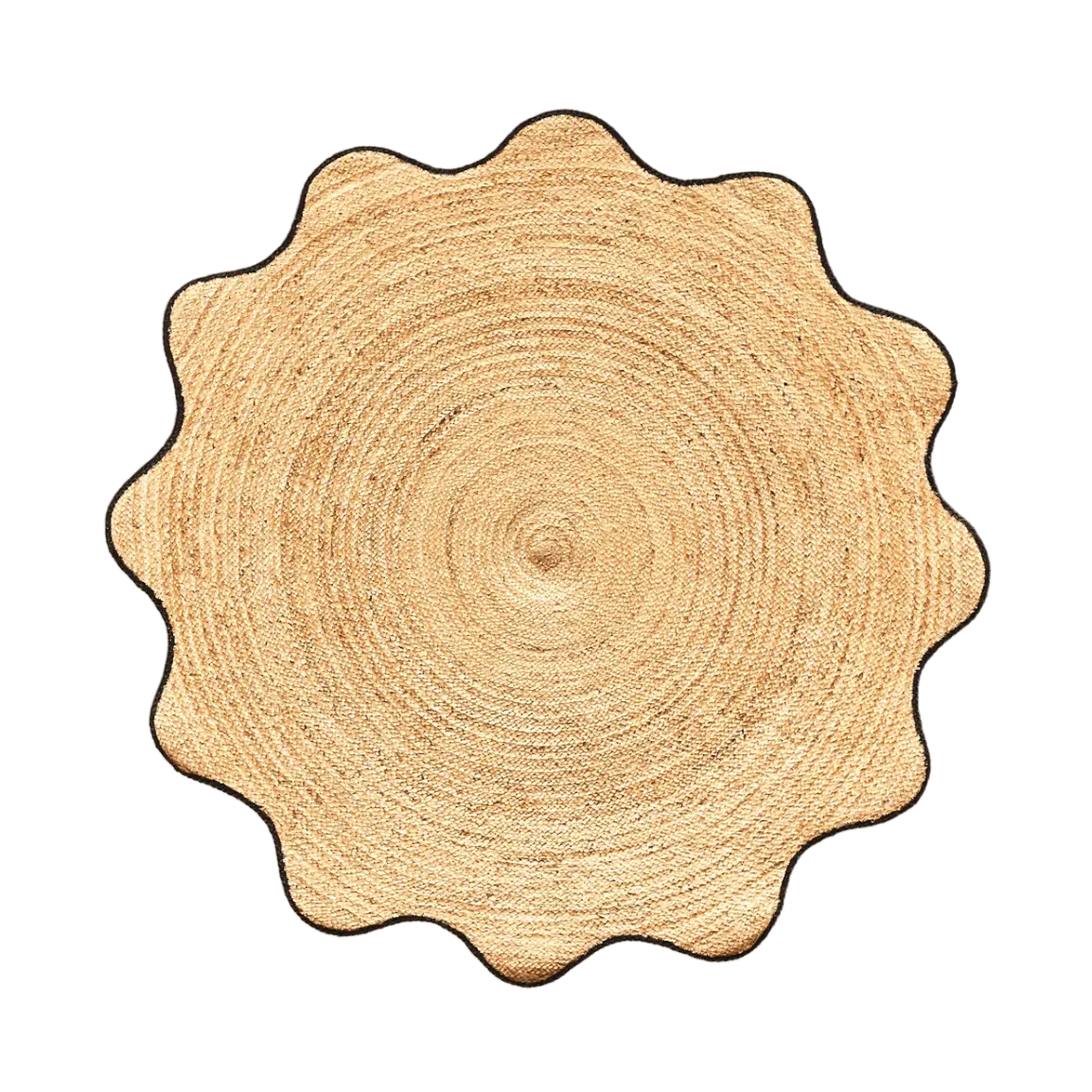 Black Trim Natural Round Jute Rug