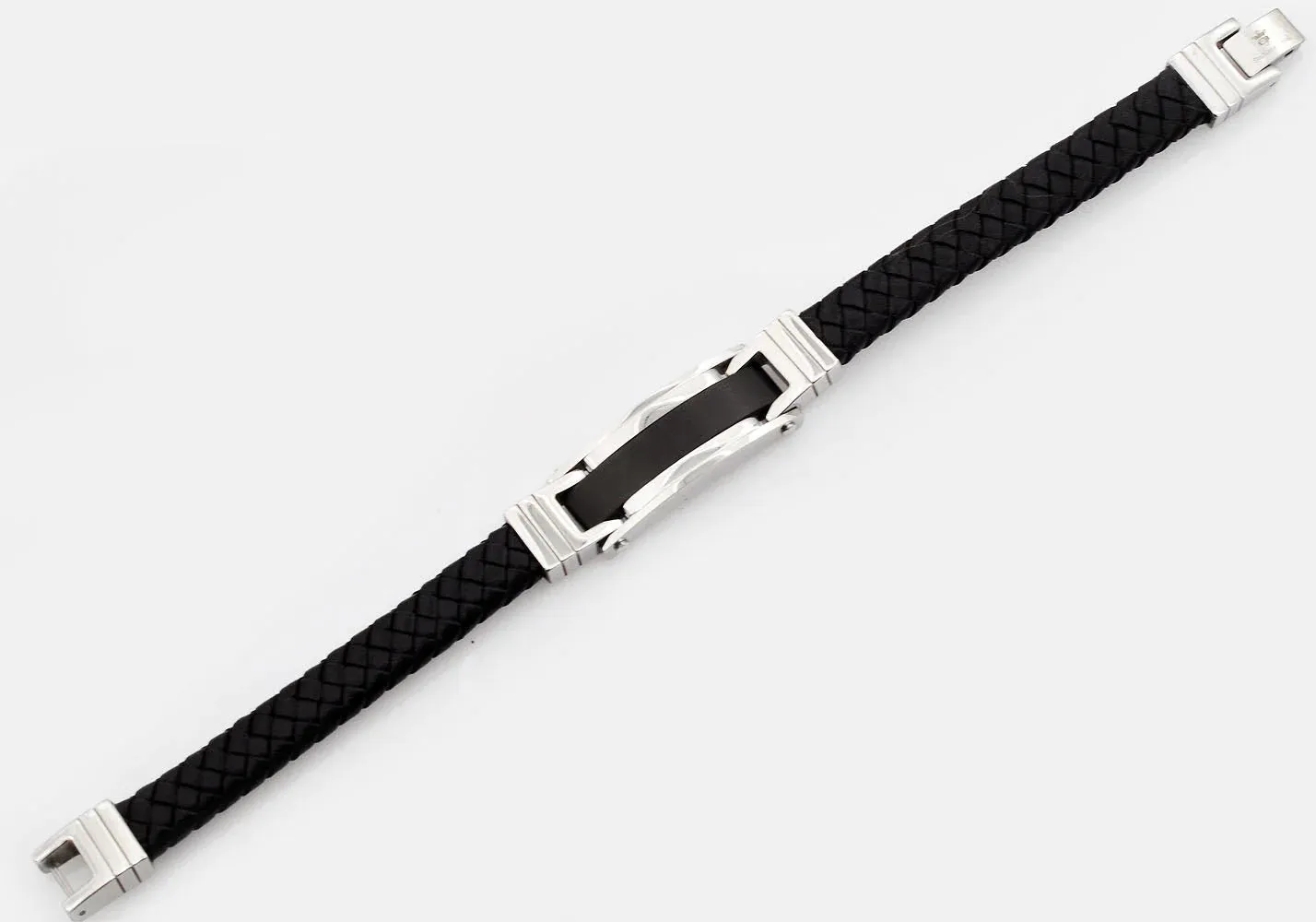Blackjack Men's Bracelet Black Leather & SS BJB190B