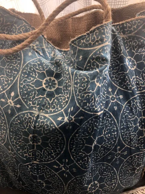 Block-printed Tote with Jute-Lining Medium