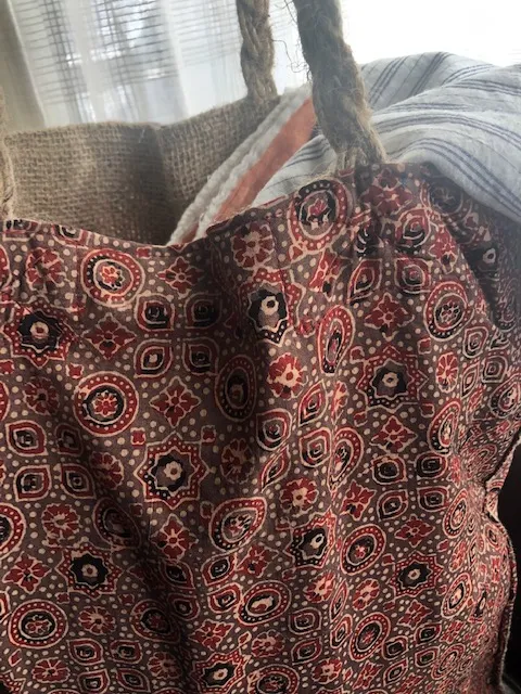 Block-printed Tote with Jute-Lining Medium