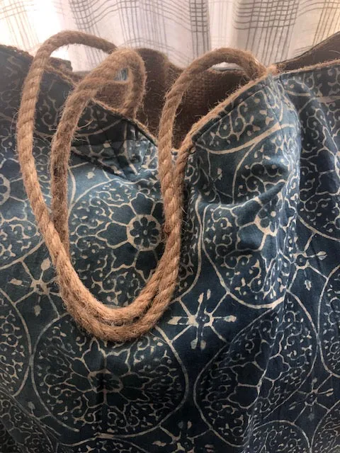 Block-printed Tote with Jute-Lining Medium