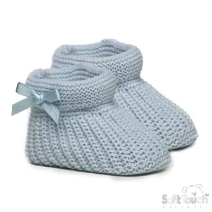 BLUE ACRYLIC BOOTEES WITH BOW - S441B