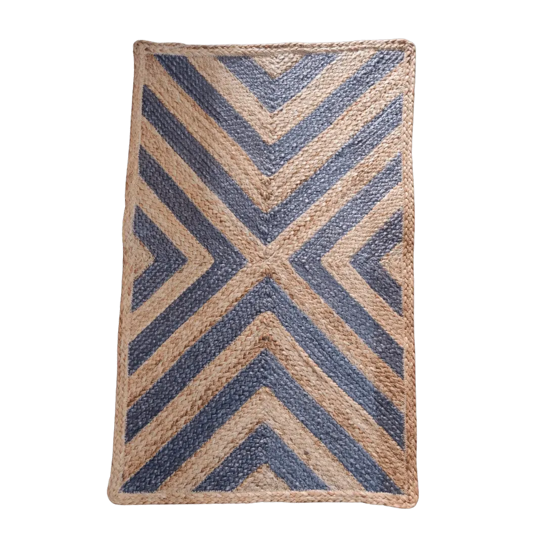 Blue Chevron Jute Rug