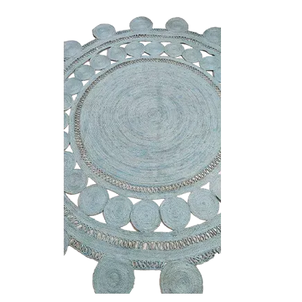 Blue Circle of Life Round Jute Rug