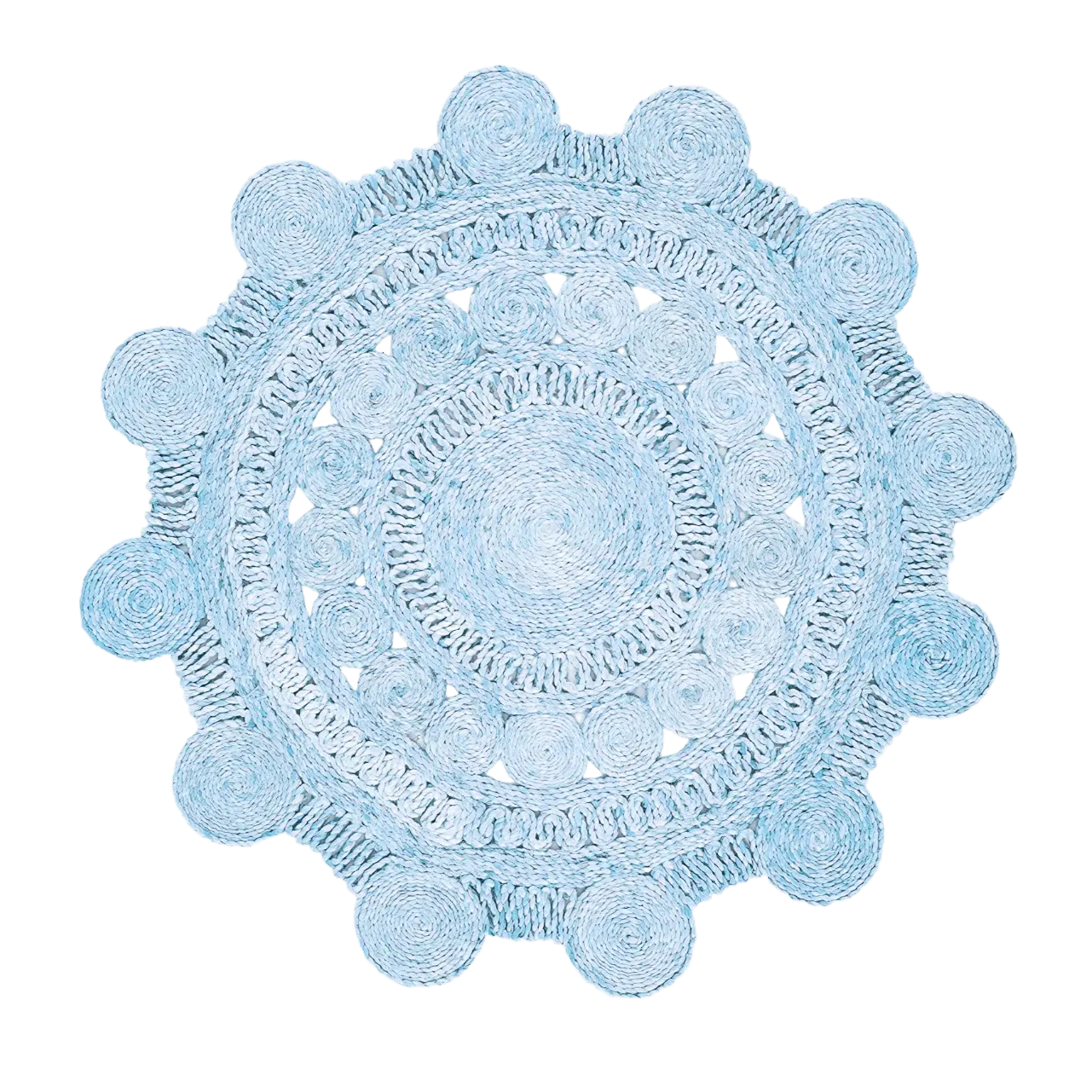 Blue Circle of Life Round Jute Rug