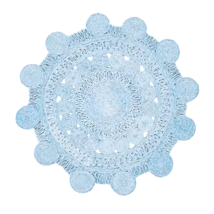 Blue Circle of Life Round Jute Rug