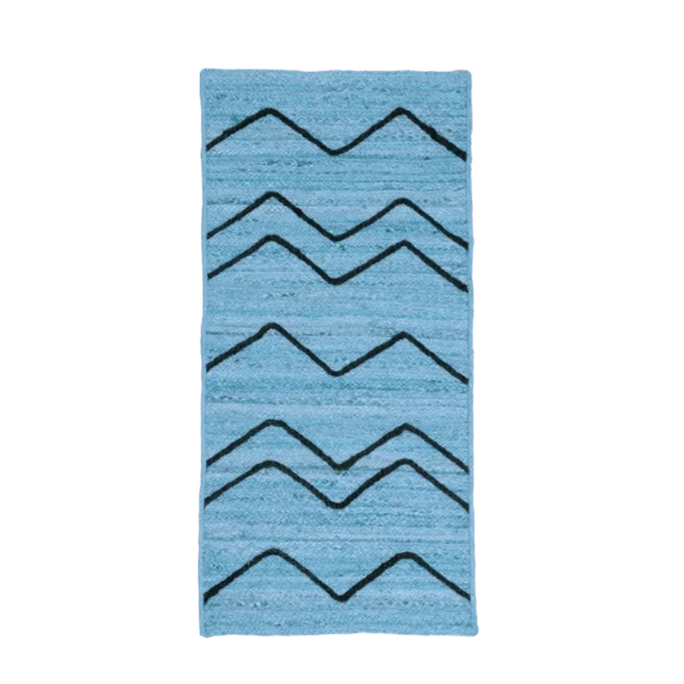 Blue Hilly Natural Jute Rug
