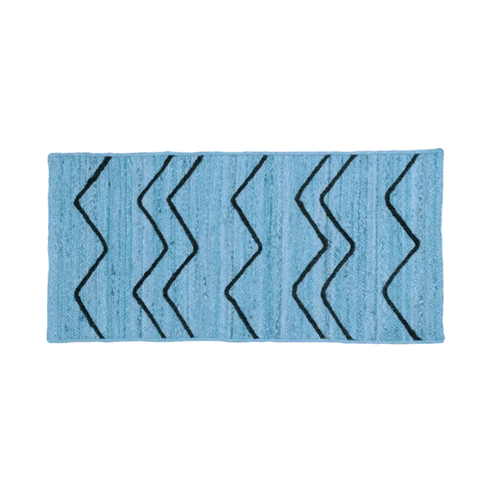 Blue Hilly Natural Jute Rug