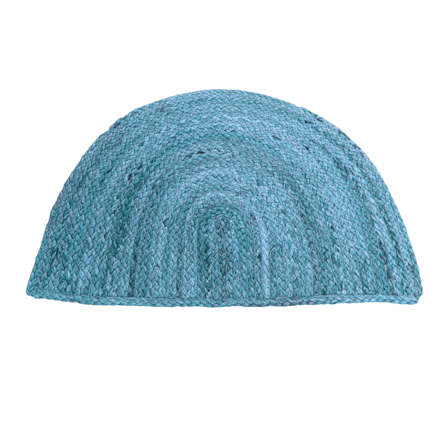 Blue Semi Circle Accent Jute Rug