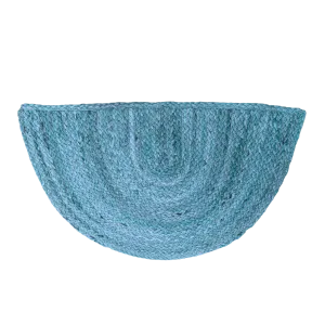 Blue Semi Circle Accent Jute Rug