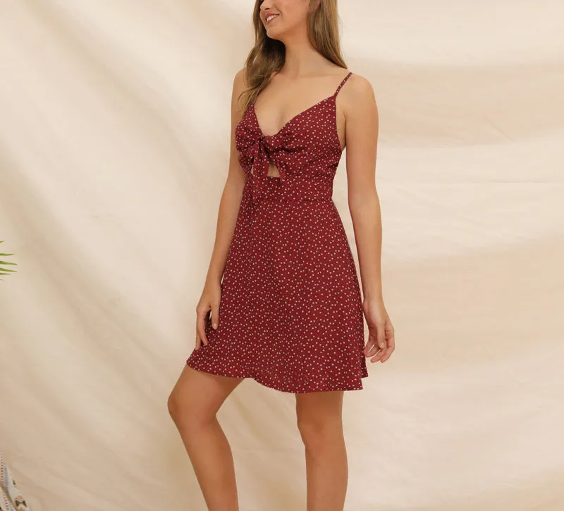 Bohemian Heart Printed Sling Mini Dress