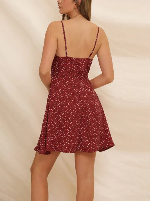 Bohemian Heart Printed Sling Mini Dress