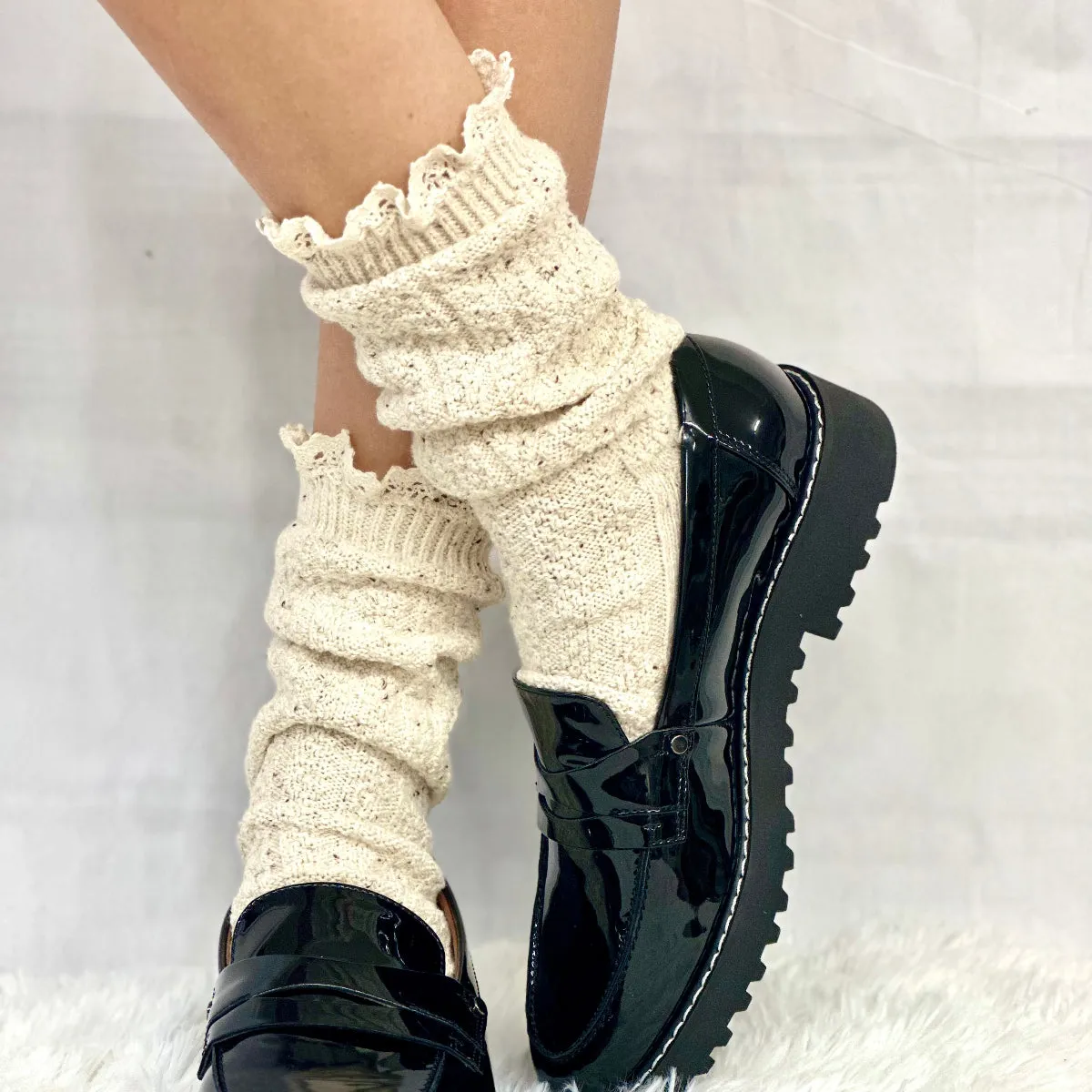 BOOTIE  lace slouch  socks - oatmeal