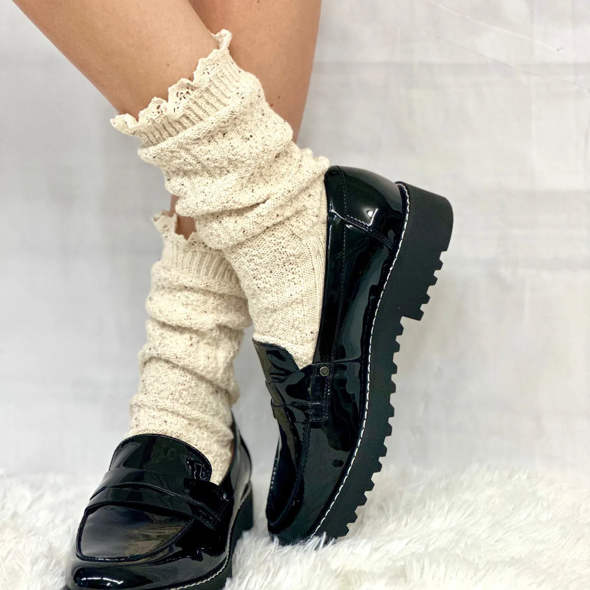 BOOTIE  lace slouch  socks - oatmeal