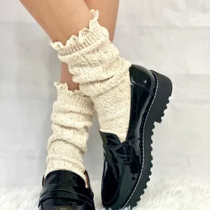 BOOTIE  lace slouch  socks - oatmeal