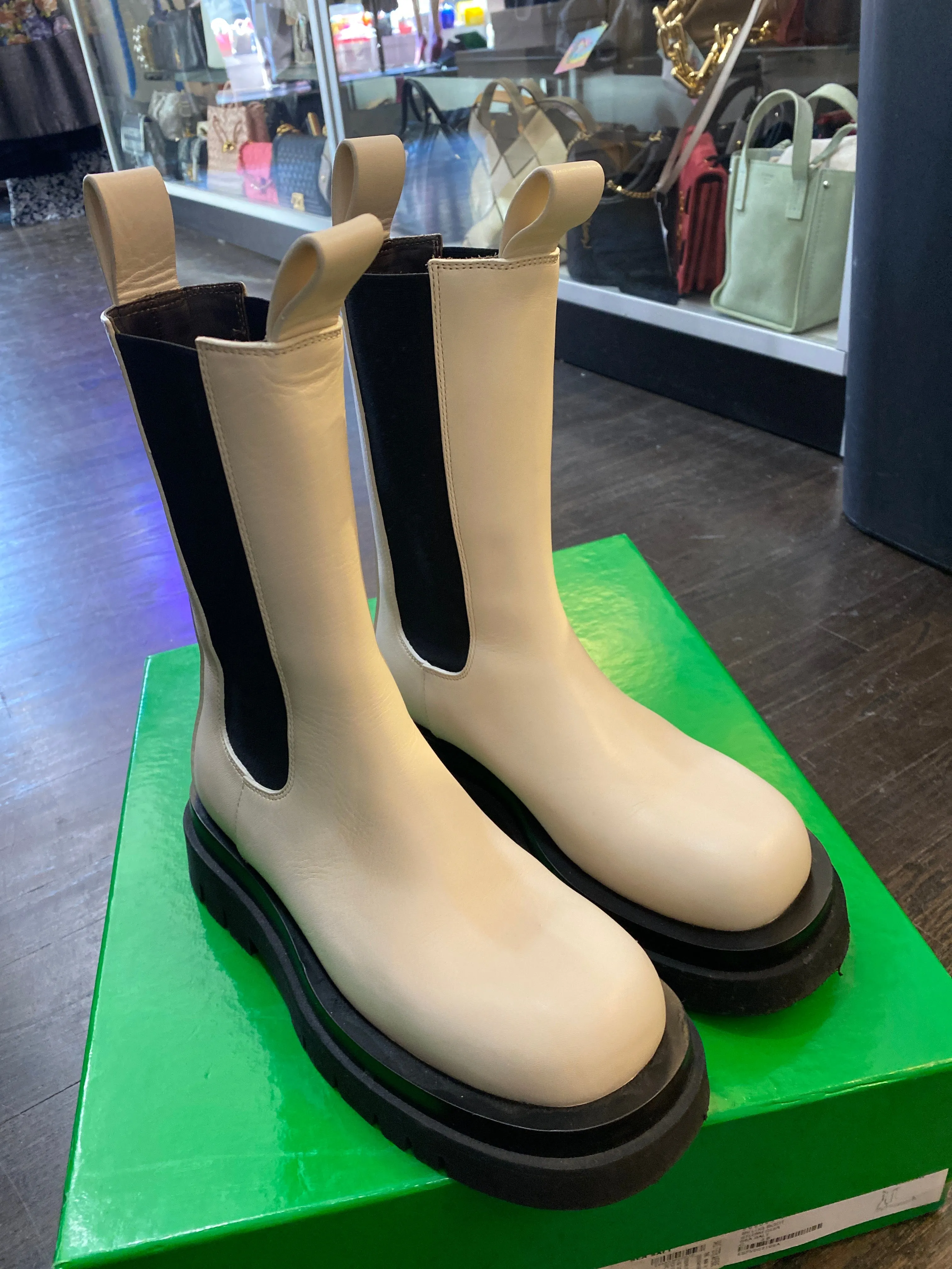Bottega Veneta White Chunky Leather Bootie