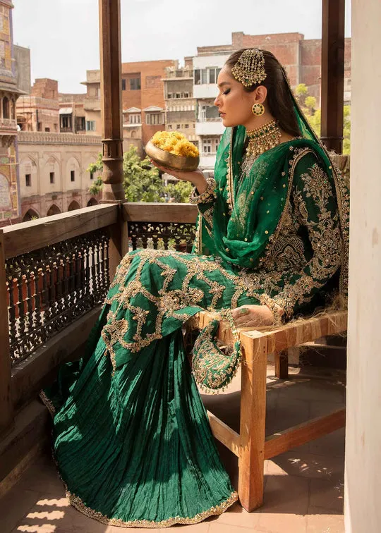Bottle Green Embellished Pakistani Wedding Dress Kameez Sharara