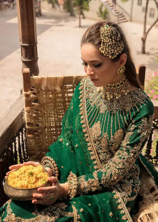 Bottle Green Embellished Pakistani Wedding Dress Kameez Sharara