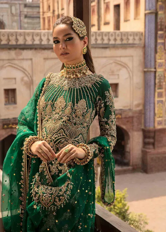 Bottle Green Embellished Pakistani Wedding Dress Kameez Sharara