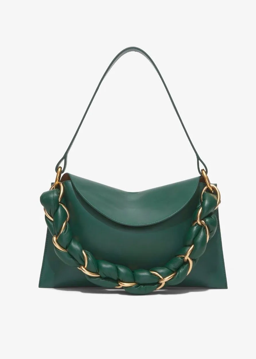 Braided Chain Shoulder Bag (Forest Green)