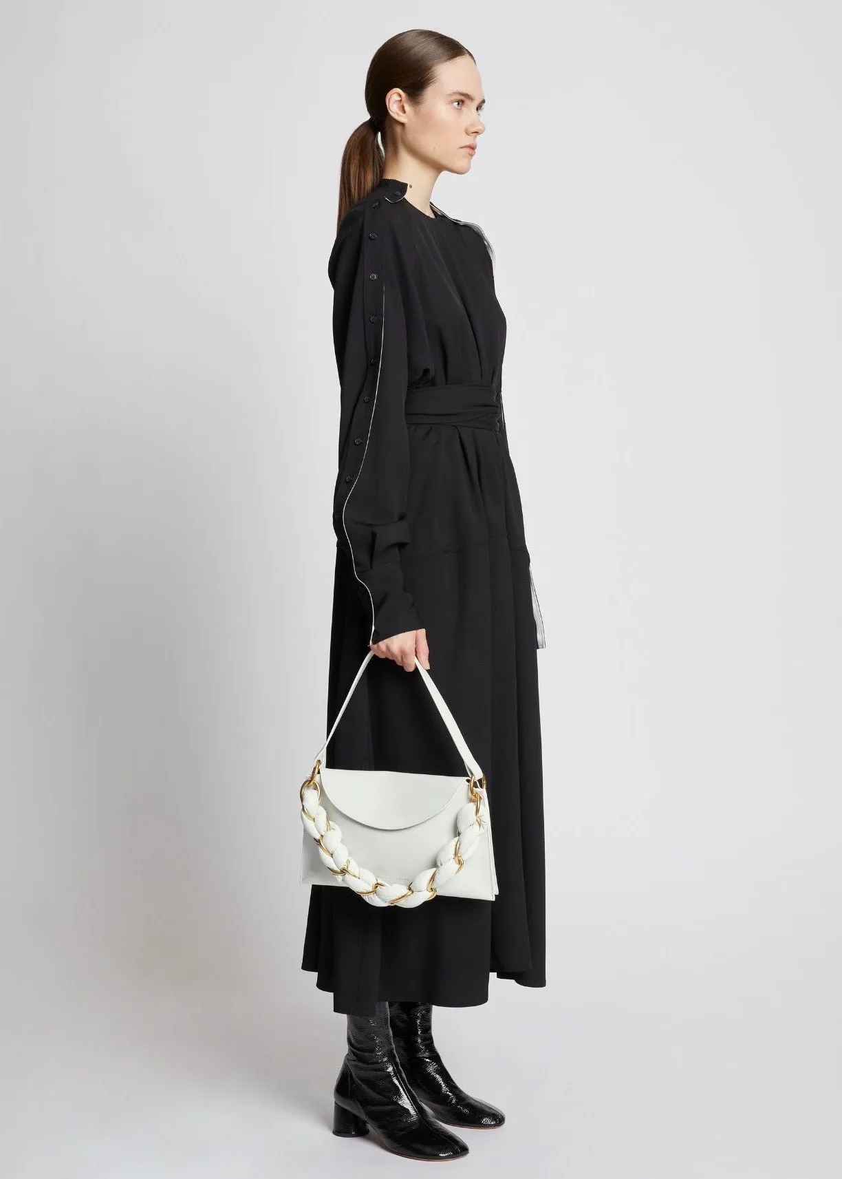 Braided Chain Shoulder Bag (Optic White)