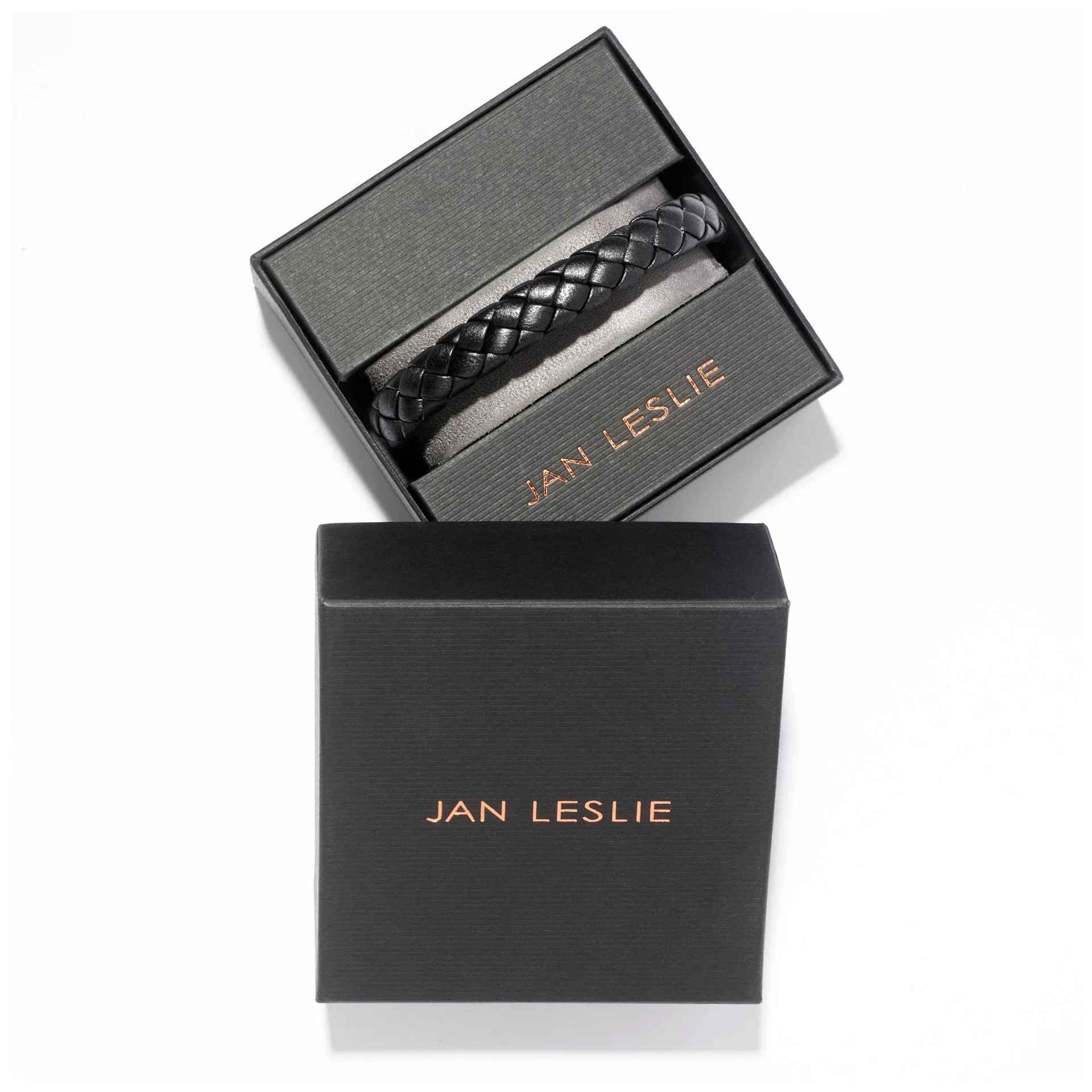 Braided Girth Leather Bracelet Steel