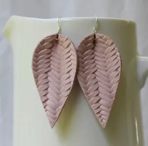 Braided Leaf Earrings | Blush