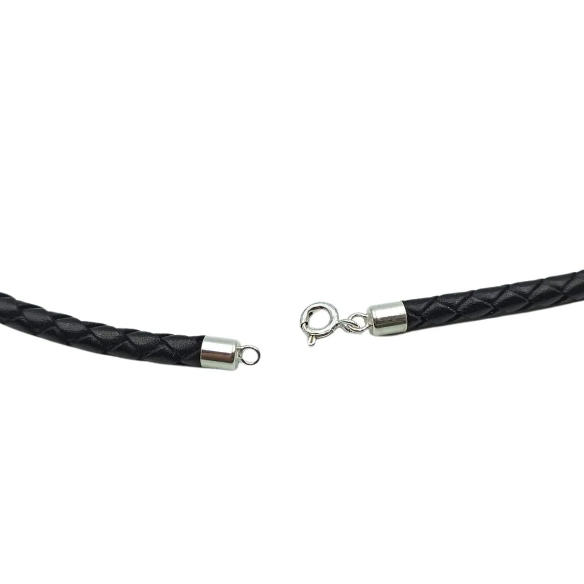 Braided leather necklace for silver pendant
