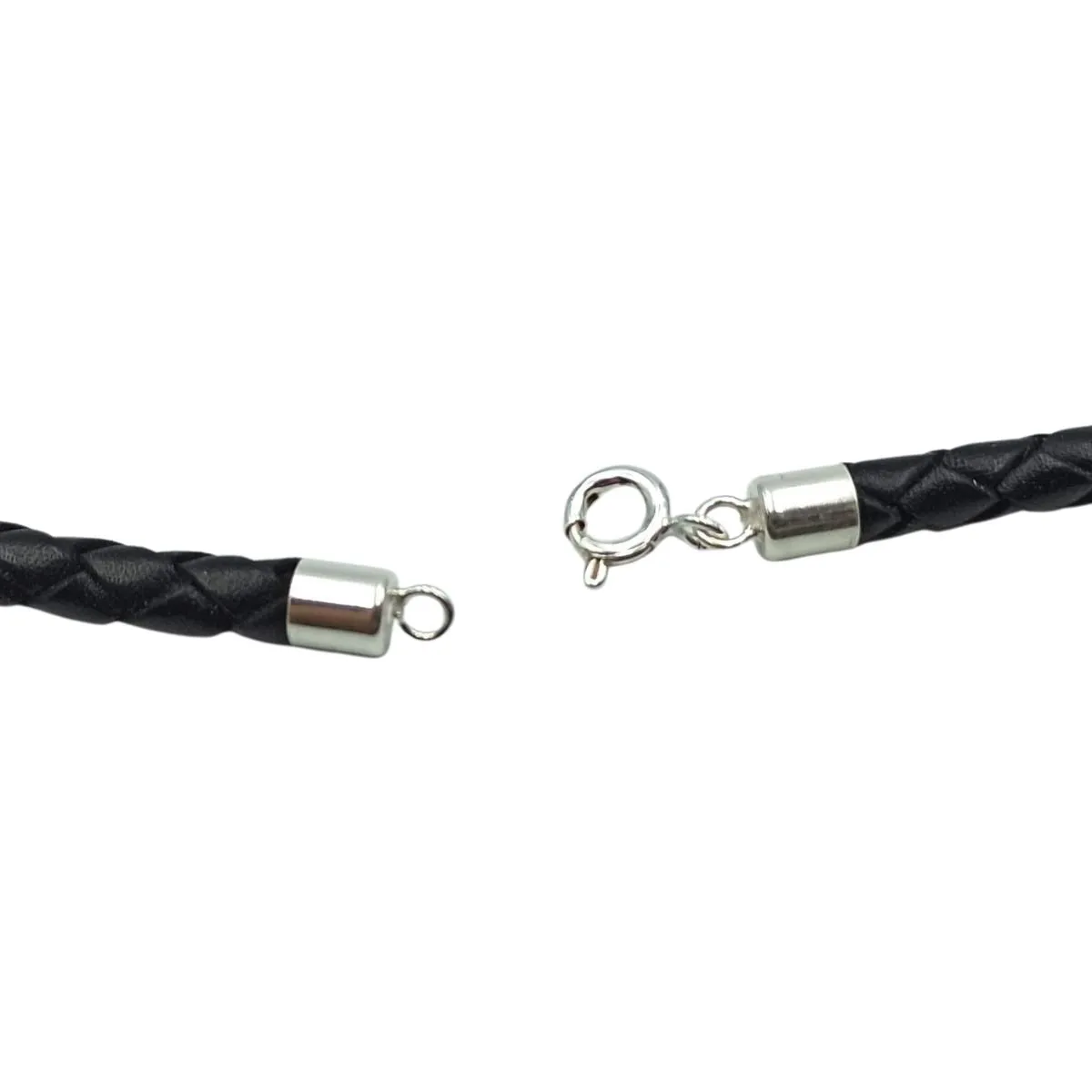 Braided leather necklace for silver pendant