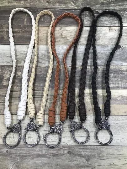 Braided Leather Necklace with Large Pave Diamond Lobster Claw Clasp