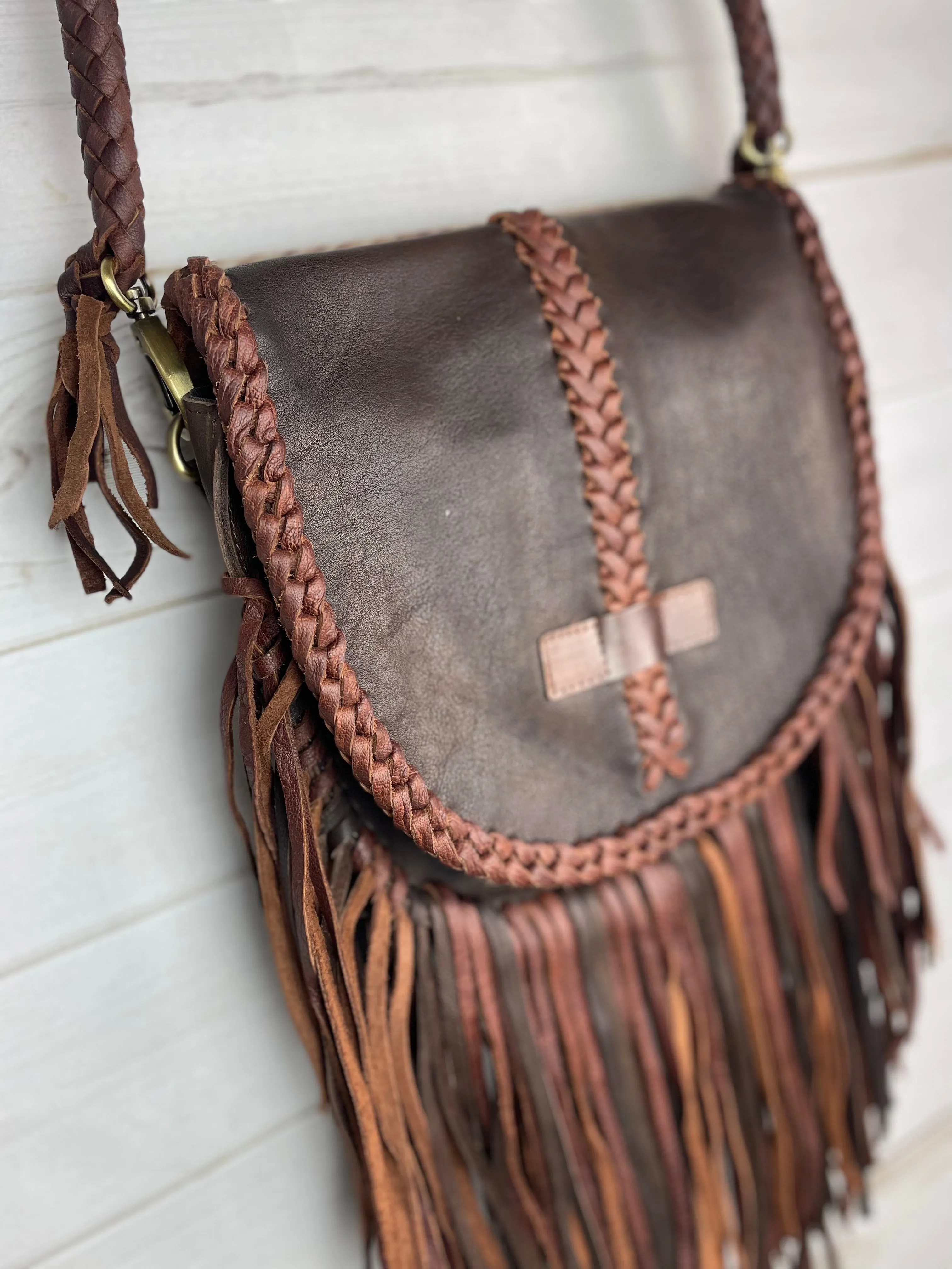 Braided Lux Leather Crossbody Bag