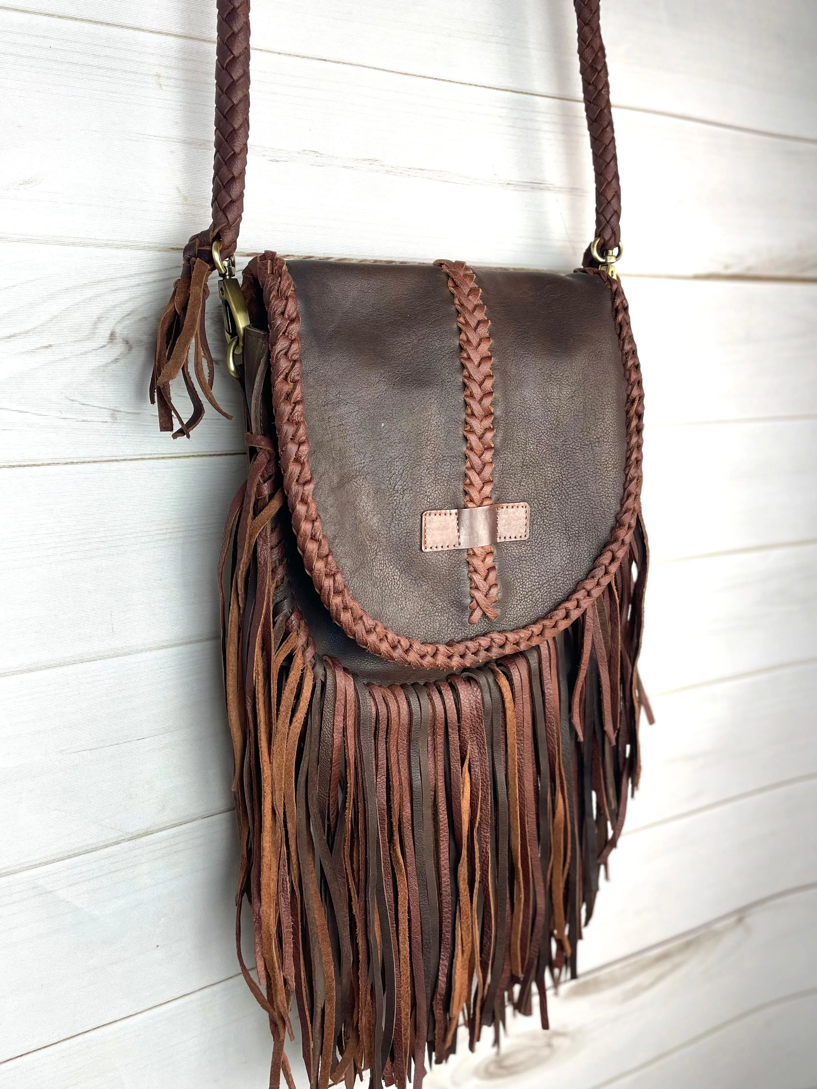 Braided Lux Leather Crossbody Bag