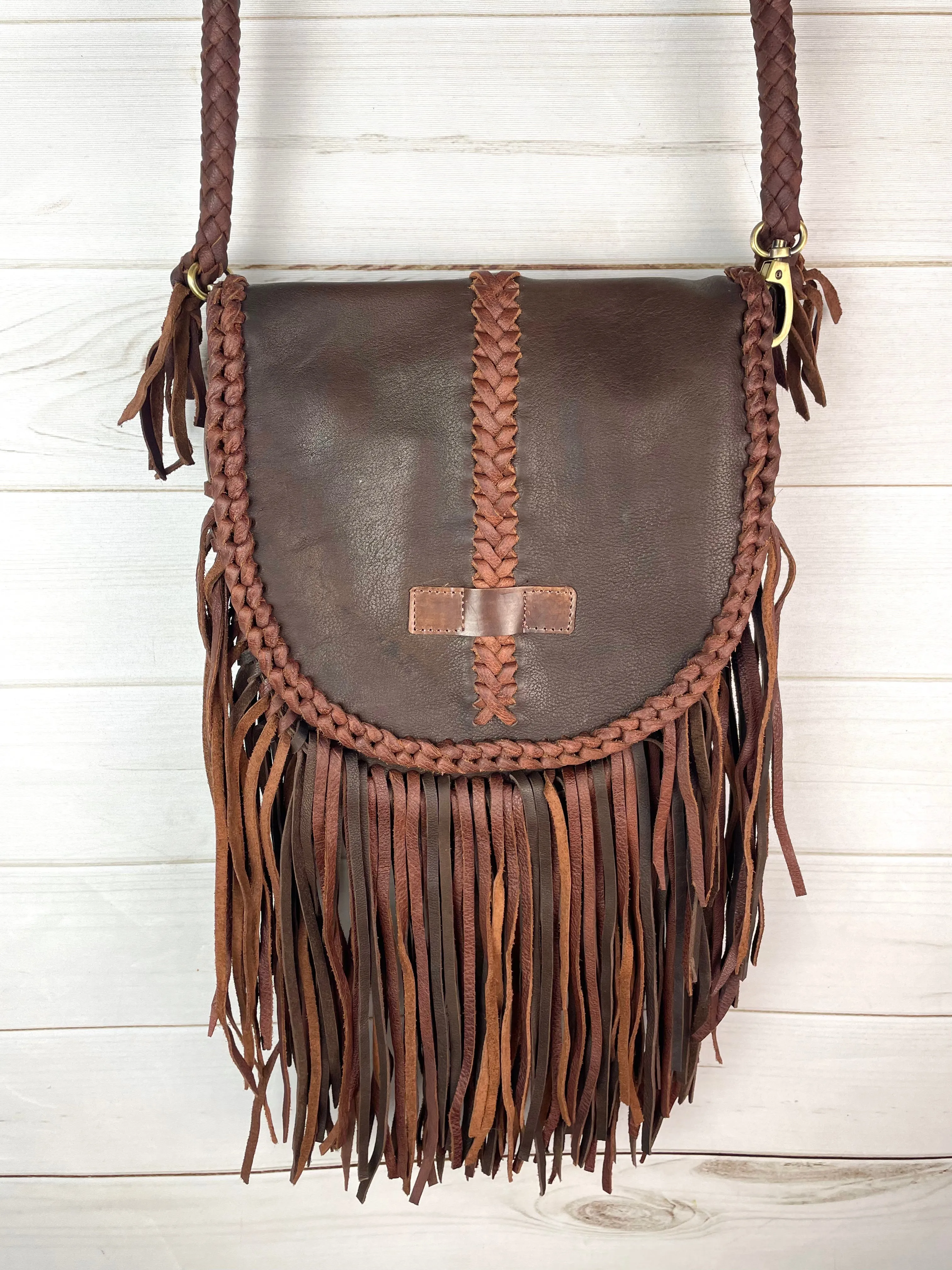 Braided Lux Leather Crossbody Bag