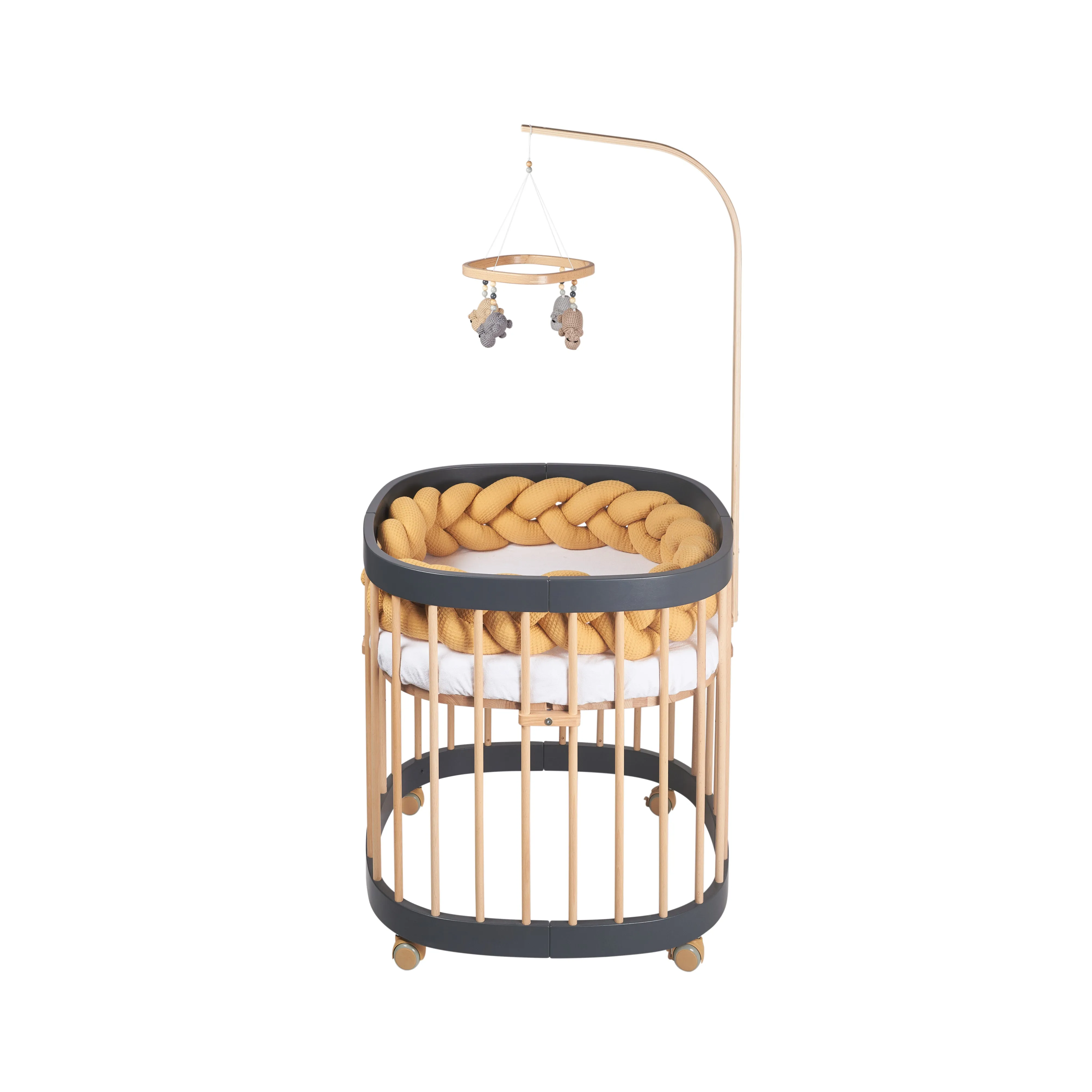 Braided Protective Cot Bumper - mustard yellow