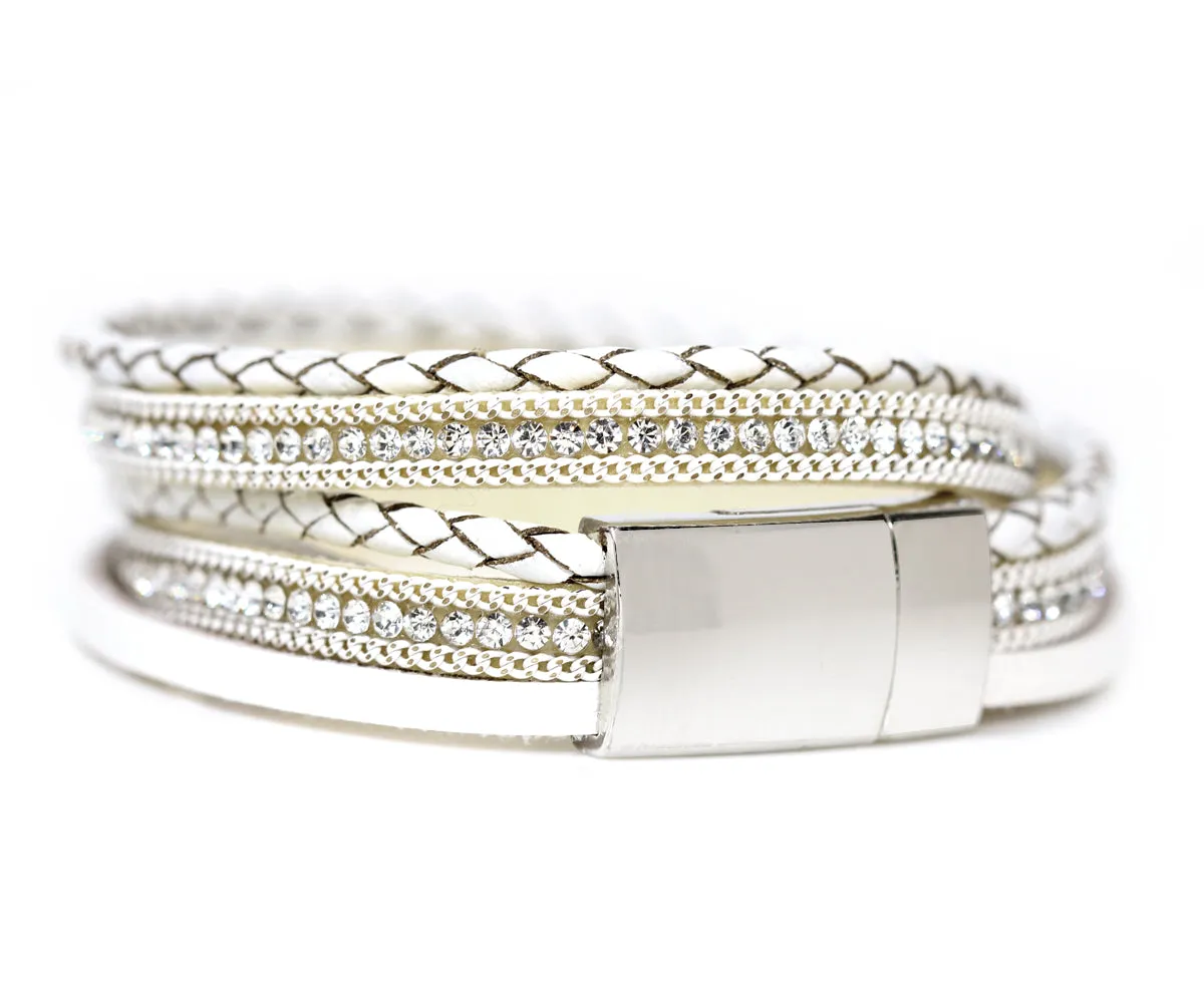 Braided White Sparkly Bracelet