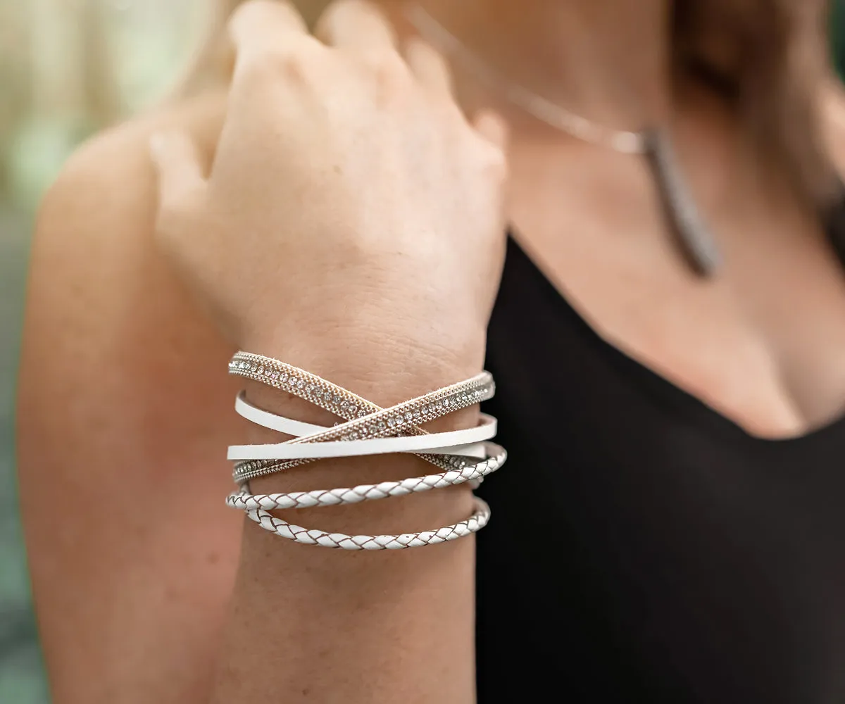 Braided White Sparkly Bracelet