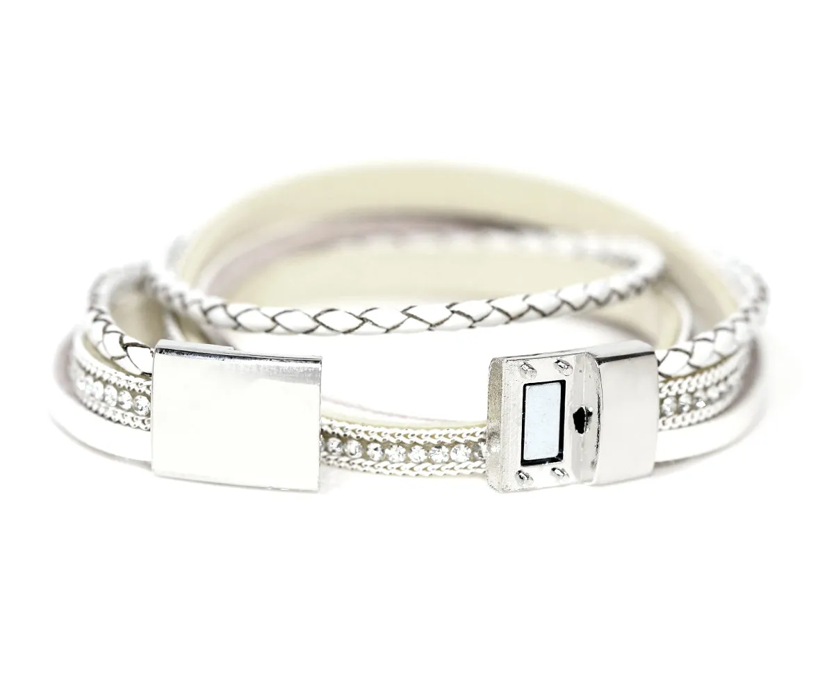Braided White Sparkly Bracelet