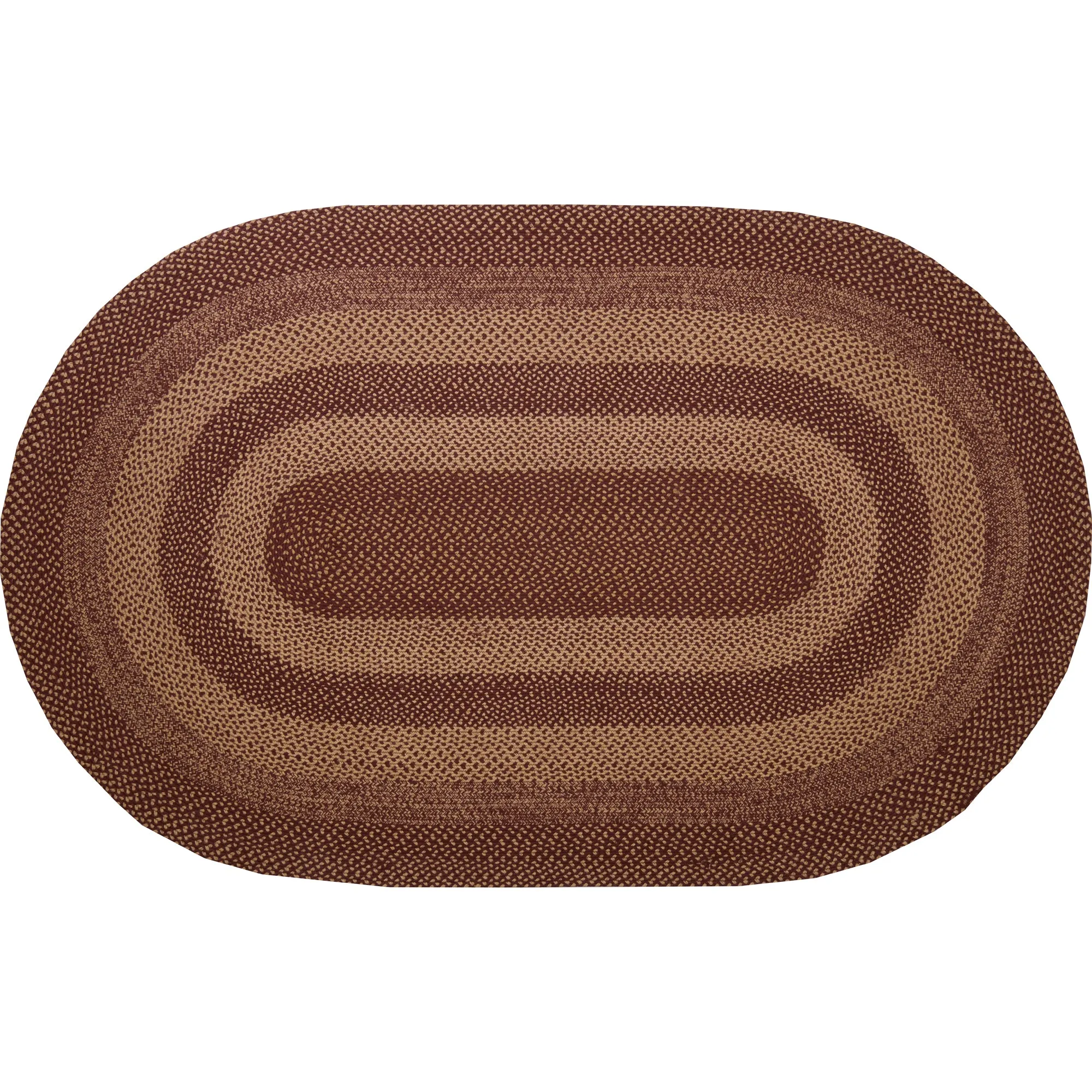 Burgundy and Tan Jute Braided Rug