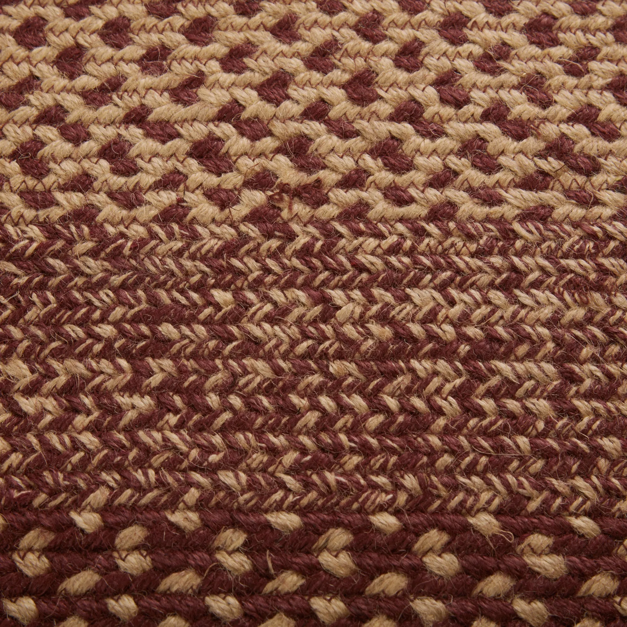 Burgundy and Tan Jute Braided Rug