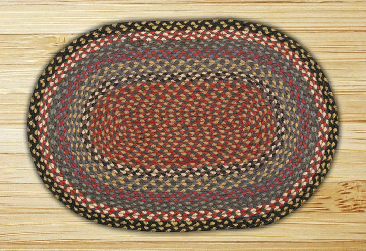 Burgundy/Blue/Gray C-043 Jute Braided Rug