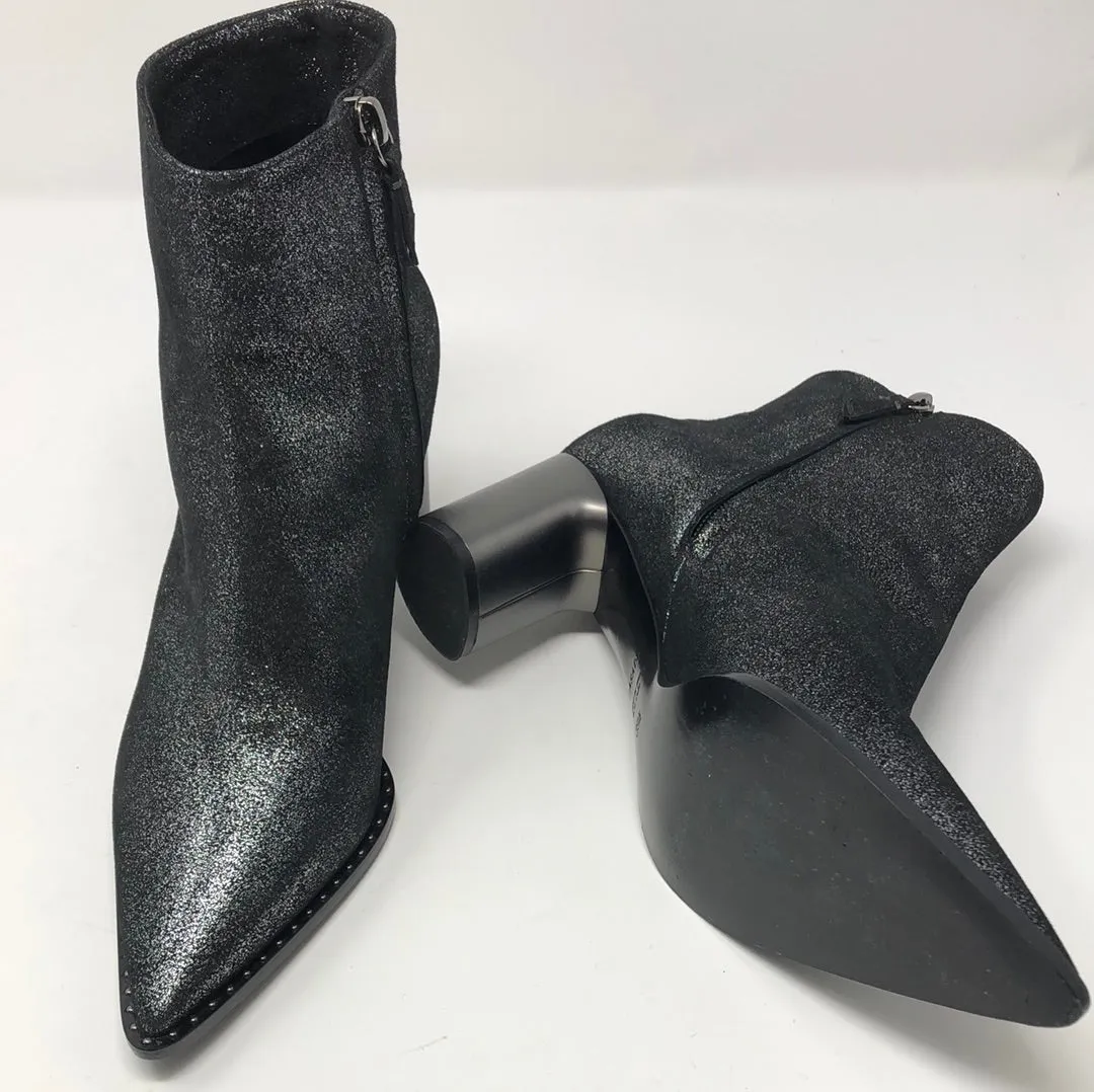 CASADEI Black Shiny Pointed Toe Side Zip Bootie