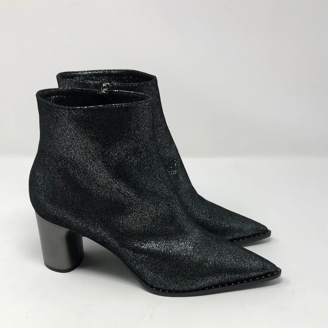 CASADEI Black Shiny Pointed Toe Side Zip Bootie