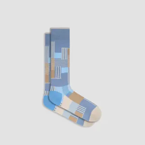Check-Stripe Mid-Calf Socks