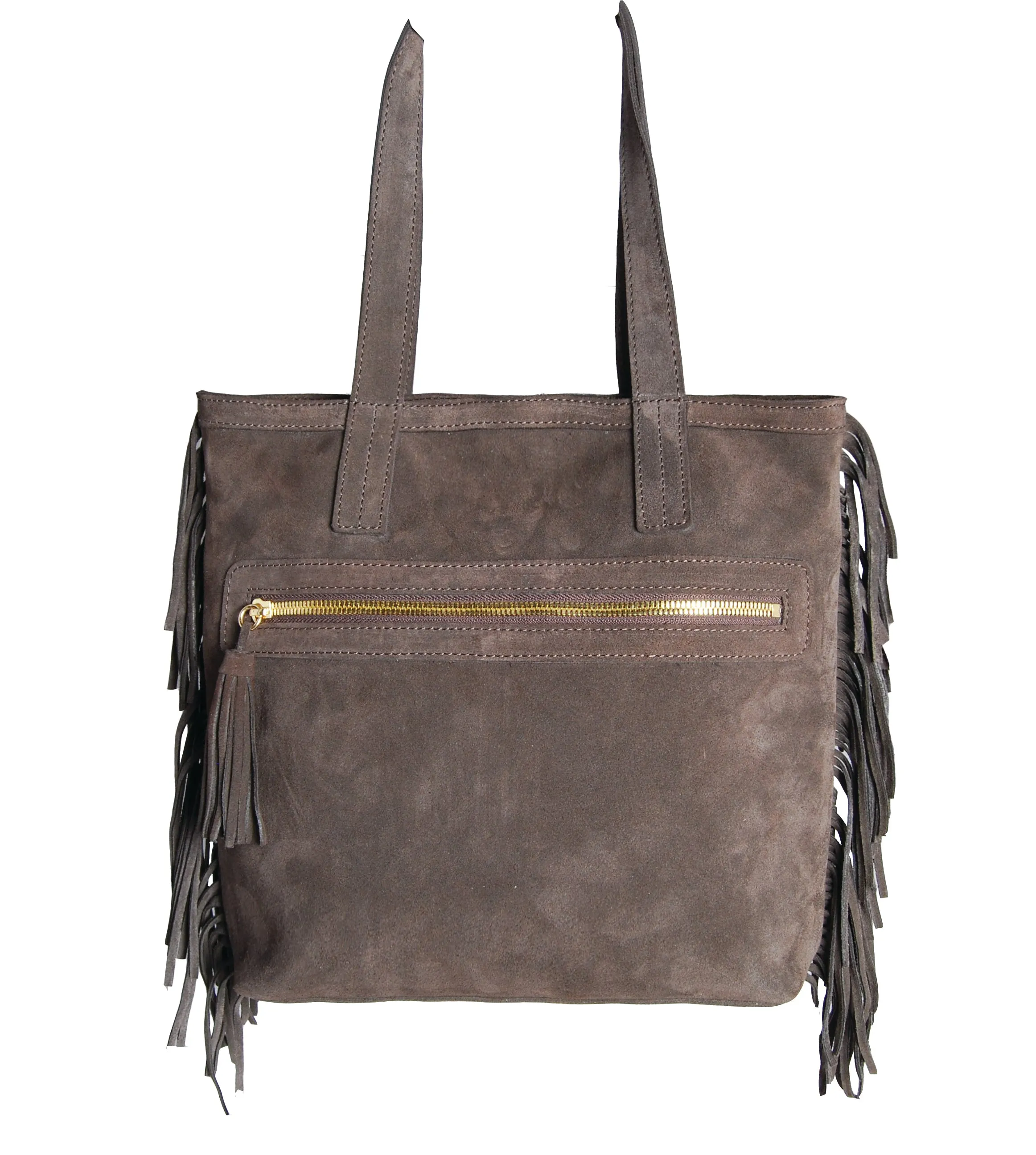 CHERYL Hand-Braided Suede Fringe Tote