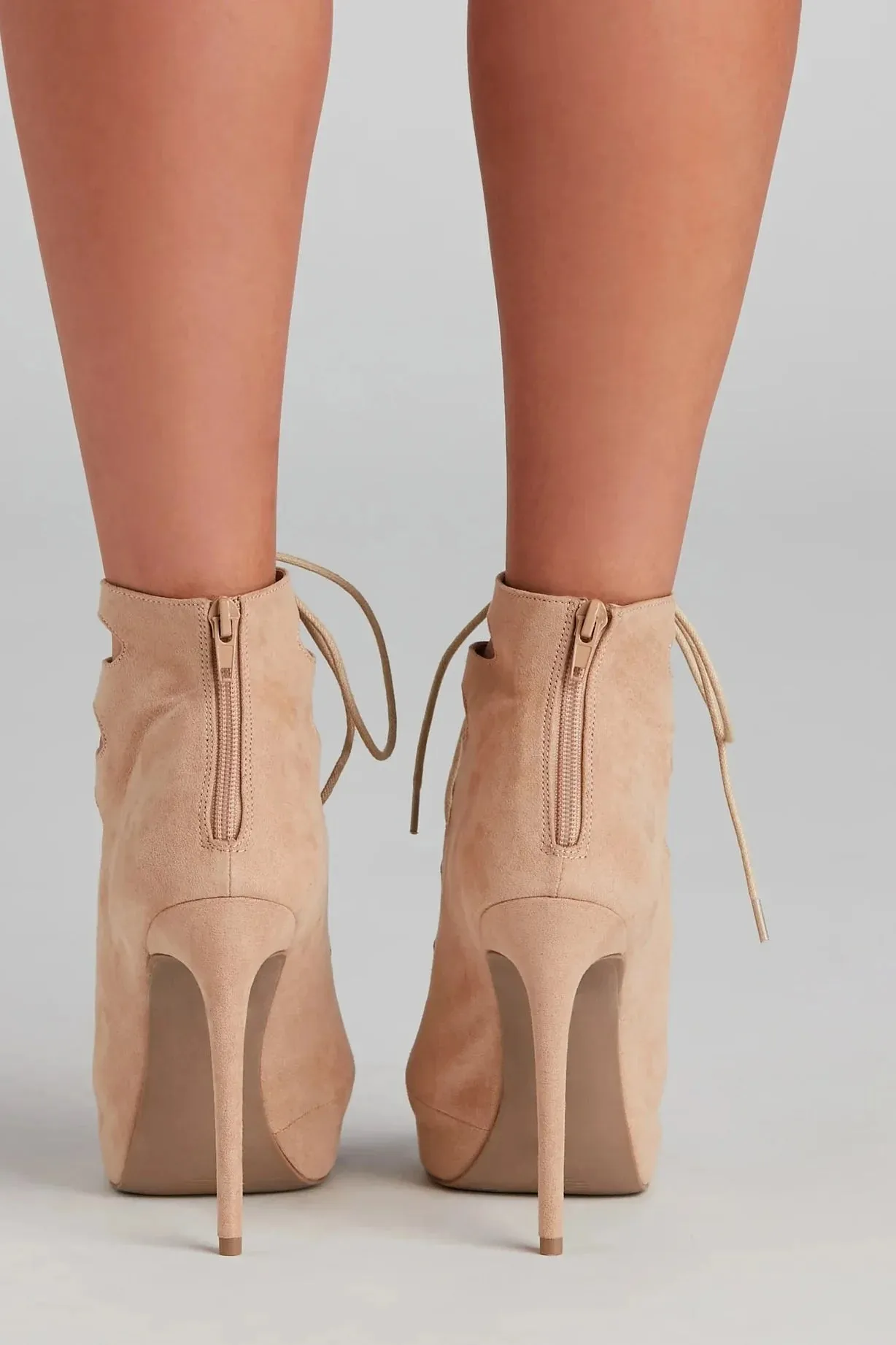 Chic Lace-Up Caged Stiletto Booties