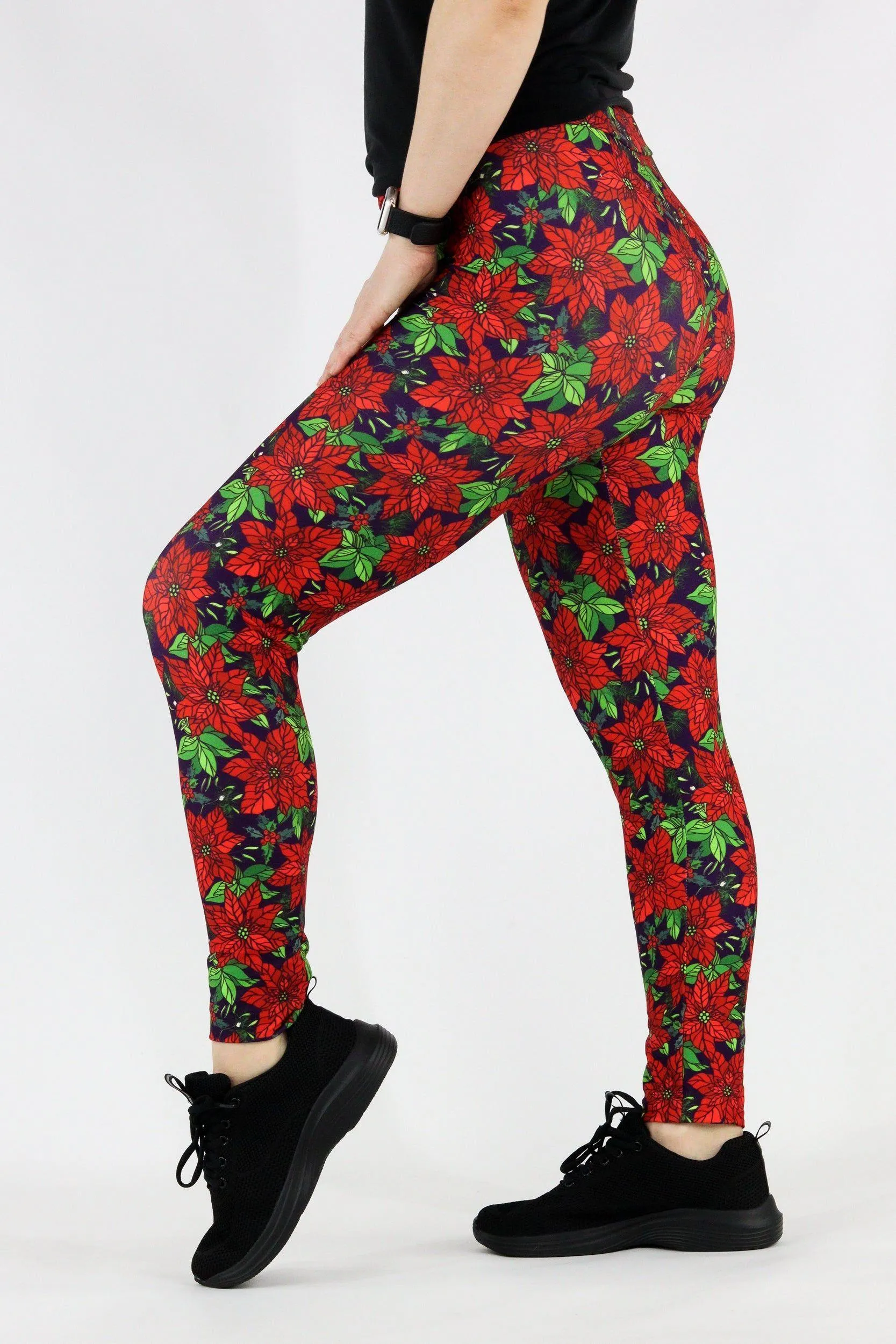 Christmas Poinsettia - Casual Full Leggings