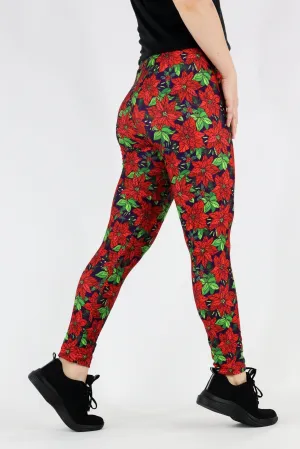 Christmas Poinsettia - Casual Full Leggings