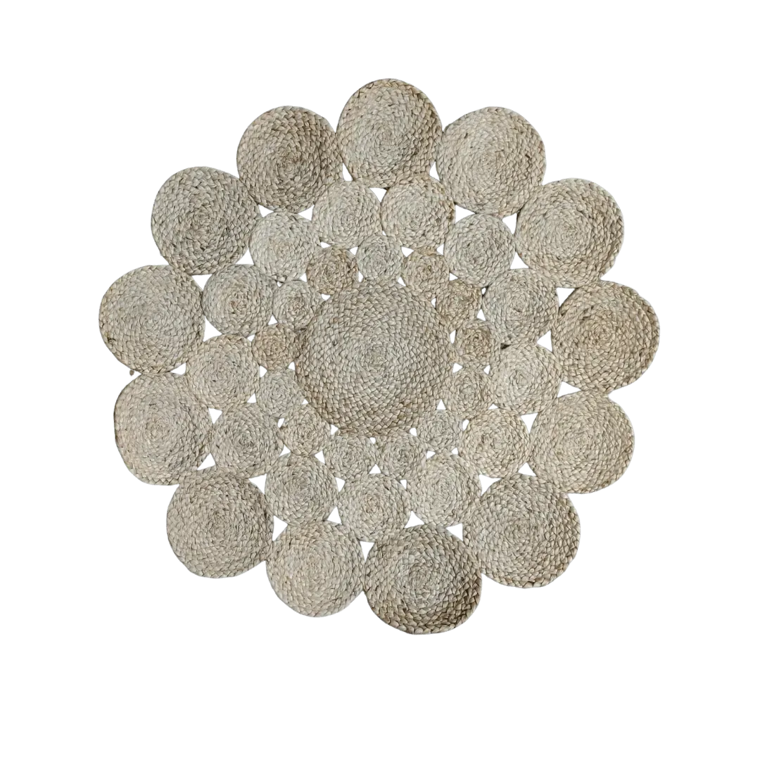 Circles Round Jute Rug - Natural