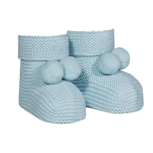 Cloud Blue Pom Pom Booties