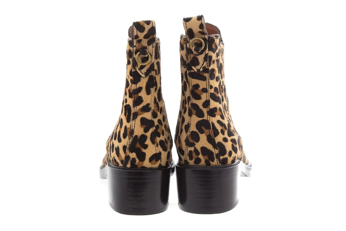 Coach Brown Pony Hair Cheetah Print Pointed Toe Booties SZ 6